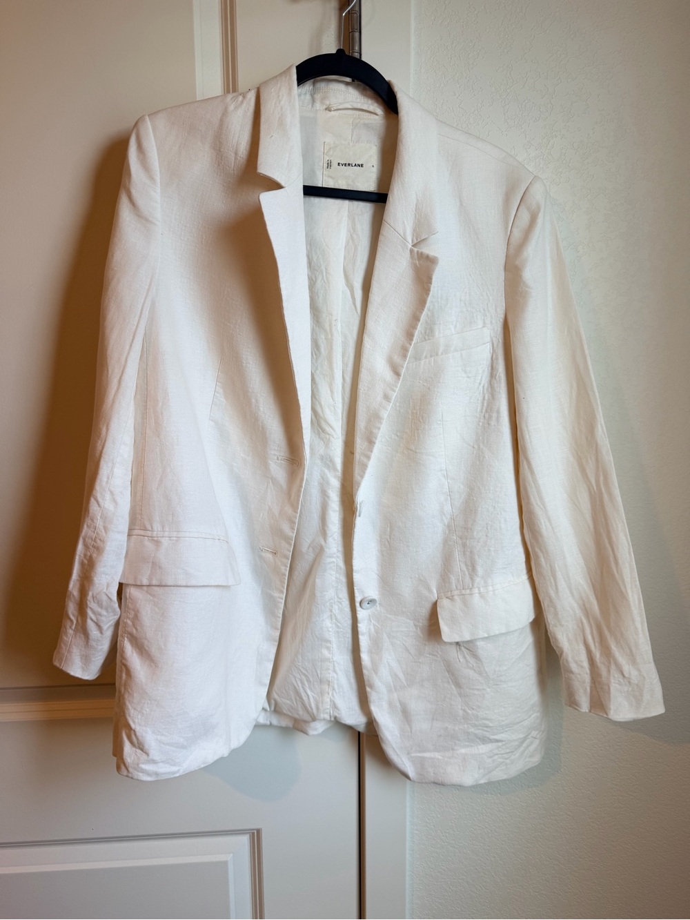 Everlane White Linen-Blend oversized Blazer